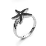 Art.-Nr. DUR-R4648 Ring "Seestern" mit Lavasand gefüllt und gefasst in rhodiniertem 925er Sterling-Silber, , Breite: 1,5cm, auch in Gr. 62 erhältlich,97,00€