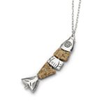 Art.-Nr. DUR-K2372 Kette "Sprotte" bestehend aus einer 60 cm langen Ankerkette mit einem 5-fach unterteilten, in sich beweglichen Fischanhänger aus einer Kombination von Strandsand und 925er Sterling-Silber, 127,00€