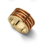 Art.-Nr. DUR-R5332 Ring "Strandwellen" in Bandform, ausgefüllt mit Bernstein aus Gelbgold plattiertem 925er Sterling-Silber, bis Gr. 64! 179,00€