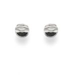 Art.-Nr. DUR-O4997 Runder Ohrstecker "Ebbe und Flut", im unteren Drittel mit Lavasand gefüllt, aus rhodiniertem 925er Sterling-Silber. Durch die Rhodinierung ist das Schmuckstück anlaufgeschützt, Ø1,0mm,