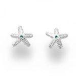 Art.-Nr. DUR-S1394 Seestern-Stecker mit einem blauen Zirkonia gefasst in poliertem 925er Sterling-Silber,