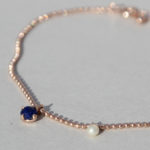 Art.-Nr. CA-BS1360LL Silberarmband rosé vergoldet mit Lapis und SWZ Perle | Moon 16cm plus 3cm Verlängerungskette, 65,00€