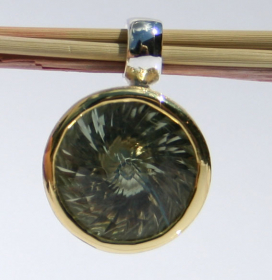 Art.-Nr. Ca- AS1302G Silberanhänger vergoldet mit fac. Prasiolith, 13 mm, 229,00€