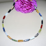 Art.-Nr. 1147 Rechtecke 4x13mm Edelsteinmix, Hämatitkugeln hellsilber Ø6mm, Acrylmagnetverschluss, 33,00€,