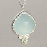 Art.-Nr. Ca-CS1660CHP "Silbercollier mit Chalcedon und Peridot" Steindurchmesser: 8mm, 2mm Länge: 40+5 cm, 49,00€