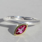 Art.-Nr. Ca-RS1723PT Silberring vergoldet mit pink Topas, Steingröße: 8x4mm, 89,00€