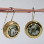 Art.-Nr. Ca- ES1304G Silberohrhänger vergoldet mit Prasiolith Ø ca. 12mm, REDUZIERT! 135,00€