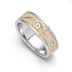 Art.-Nr. DUR-R5576 Schmaler Ring "Sanddüne" mit einer filigranen, handgearbeiteten Verzierung aus rhodiniertem 925er Sterling-Silber, 70,00