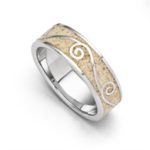 Art.-Nr. DUR-R5576 Schmaler Ring "Sanddüne" mit einer filigranen, handgearbeiteten Verzierung aus rhodiniertem 925er Sterling-Silber,
