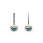 Art.-Nr. DUR-O5261 Ohrhänger "Welle" gefüllt mit blauem Steinsand und Strandsand, gefasst in rhodiniertem 925er Sterling-Silber, 56,00€