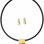 Art.-Nr. UOS1 Vergoldetes Messing mit SWZP, Anhänger und Ohrstecker mit Kautschukreif in den Längen 42, 45 und 50 cm, Verschluss 925 Sterlingsilber, Setpreis: 89,00€