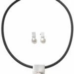 Art.-Nr. UOS2 925 Sterlingsilber mit SWZP, Anhänger und Ohrstecker mit Kautschukreif in den Längen 42, 45 und 50 cm, Verschluss 925 Sterlingsilber, Setpreis: 99,00€